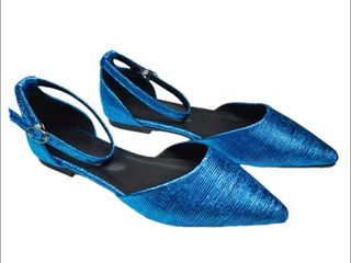 Ballerine punta blu con cinturino
