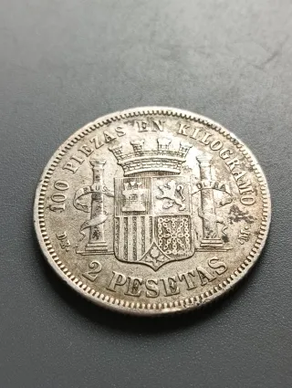 Moneda 2 Pesetas Plata 1870*73