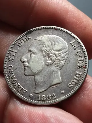 Moneda Plata 2 Pesetas 1882 Alfonso XII
