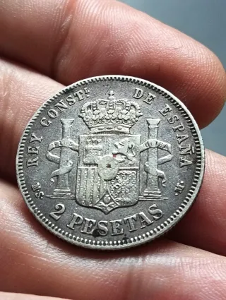 Moneda Plata 2 Pesetas 1882 Alfonso XII
