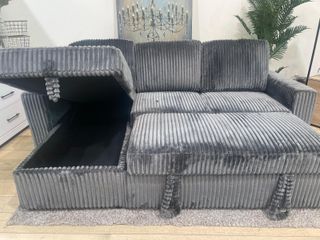 Sofá cama con arcón y portavasos, 230x150cm