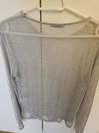 Jersey Zara Malla Plateado Talla S