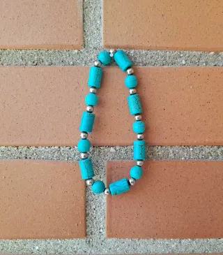 Conjunto collar/pulsera piedra turquesa hippie