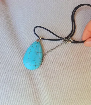 Conjunto collar/pulsera piedra turquesa hippie