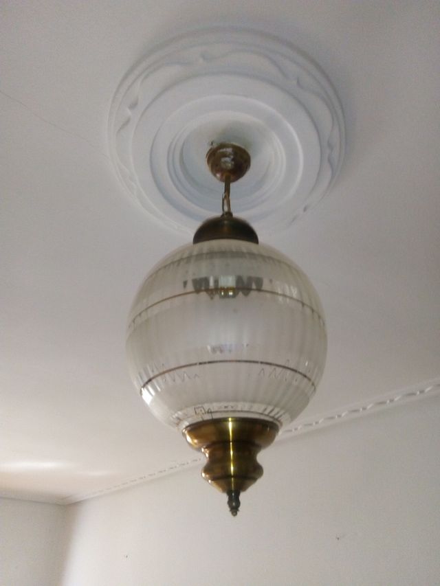 Lámpara colgante vintage cristal y metal