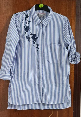 Camisa Rayas Azul y Blanca Talla L