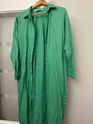 Vestido largo lino verde