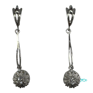Pendientes largos de oro blanco 18k