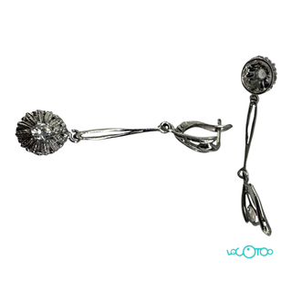 Pendientes largos de oro blanco 18k