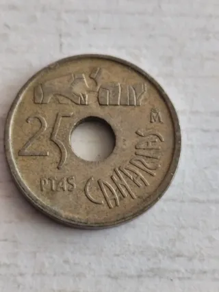 Moneda 25 Pesetas con Agujero