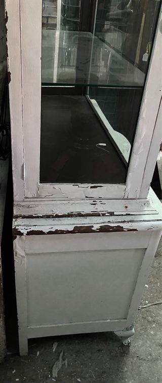 Mueble Vitrina Antigua Madera y Cristal