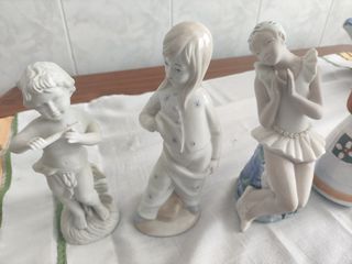 Set 4 Figuras Cerámica Niños Antiguas