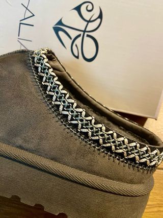 Sabot imbottite donna grigie con suola platform