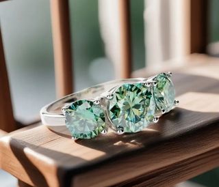 Anillo Plata 4 CT Moissanitas Verdes