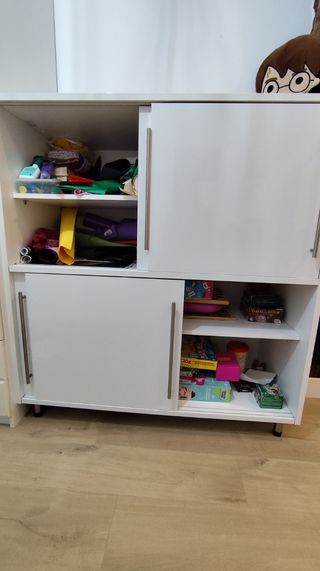 Mueble salón almacenaje lacado en blanco brillo