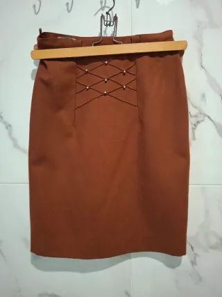 Falda Lana/Poliéster Vintage Marrón XL