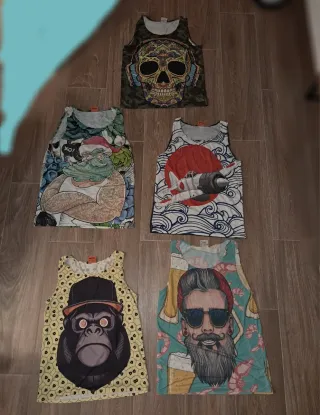 Lote 5 Camisetas Estilo Hipster Talla S