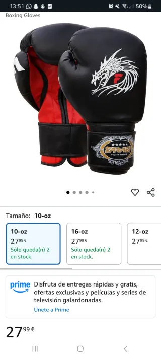Guantes de boxeo Farabi negros y rojos