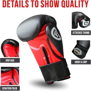 Guantes de boxeo Farabi negros y rojos