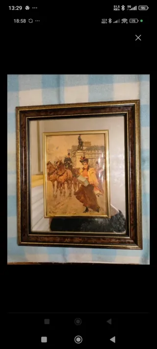 CUADRO VINTAGE Mujer y Carruaje