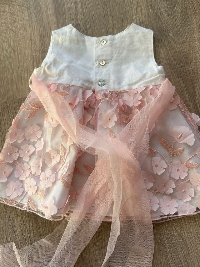 Vestido bebé niña flores rosa