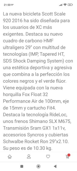 Bicicleta Montaña 29 Carbono