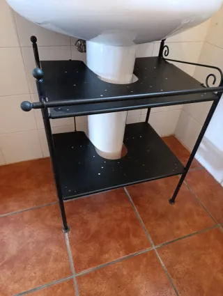 Mueble baño metal negro lavabo