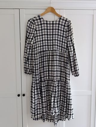 Vestido largo asimétrico cuadros
