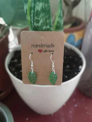 Pendientes de Hoja. Vidrio.