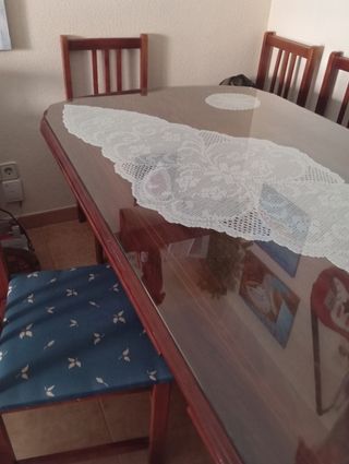 Mesa de salón cristal templado y madera
