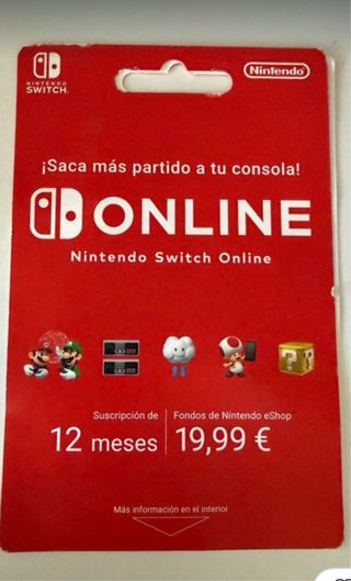 Tarjeta Nintendo Switch Online 12 Meses