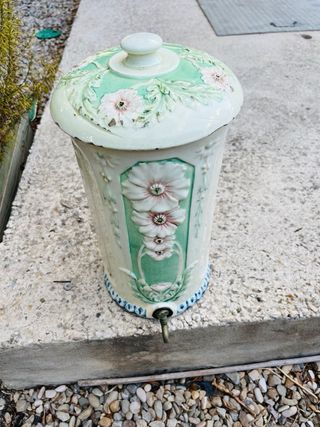 Depósito Agua Cerámica Antiguo Flores