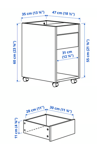 Cassettiera TONSTAD con ruote bianche