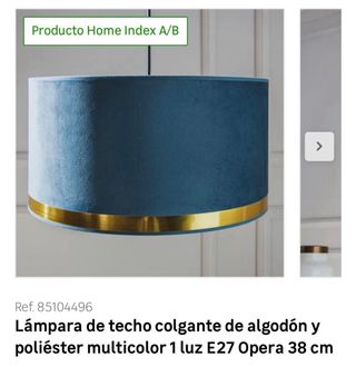 Lámpara Colgante Terciopelo Azul y Dorado