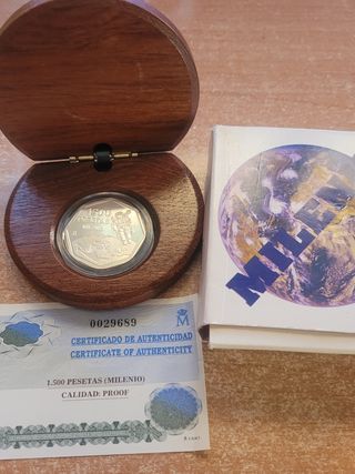 Moneda 1500 Pesetas Milenio 1999 Plata