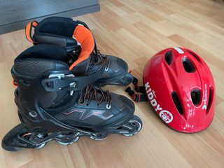 Patines en línea Oxelo Talla 35-38 + Casco Rojo