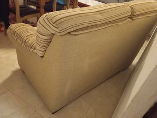 Sofá de 2 plazas tela beige y marrón