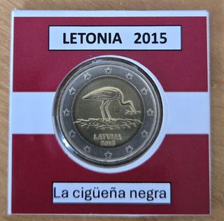 Letonia 2015 moneda cigüeña negra