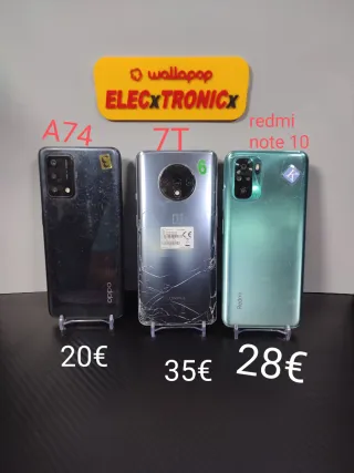 Oppo A74, OnePlus 7T, Xiaomi Redmi Note 10 individuali
