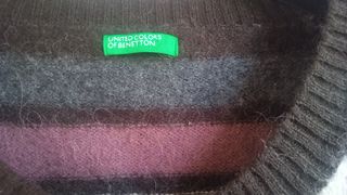 Jersey Lana Rayas Benetton Lila,marrón,blanco,gris