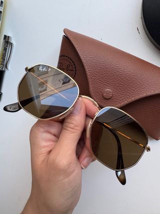 Gafas de Sol Ray Ban Hexagonal Dorado Marrón