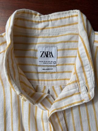Camisa de lino a rayas Zara