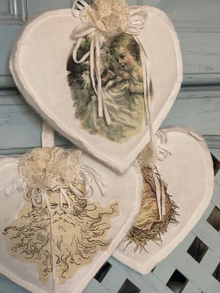 Set 3 bellissimi cuori Natale handmade