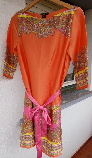 Vestido H&M Naranja y Rosa Talla M