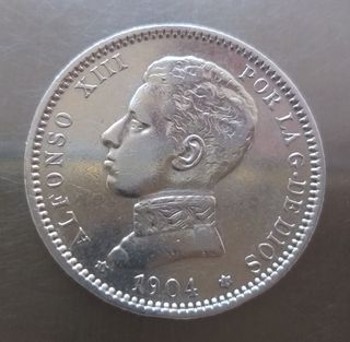 Moneda plata 1 Peseta 1904.