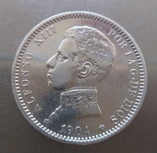 Moneda plata 1 Peseta 1904.