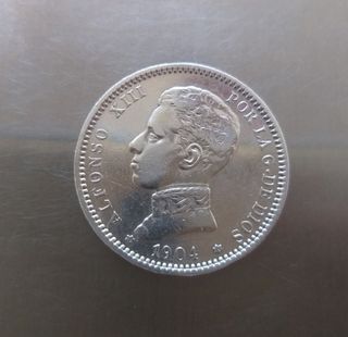 Moneda plata 1 Peseta 1904.