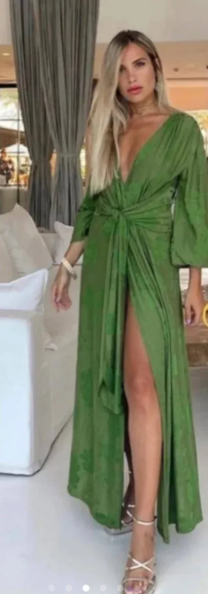 Vestido Jaquard Verde ZARA