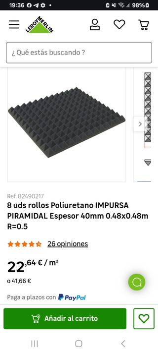 17 Paneles Aislamiento Piramidal Poliuretano