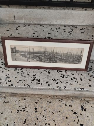 Cuadro antiguo Puerto de Gijón